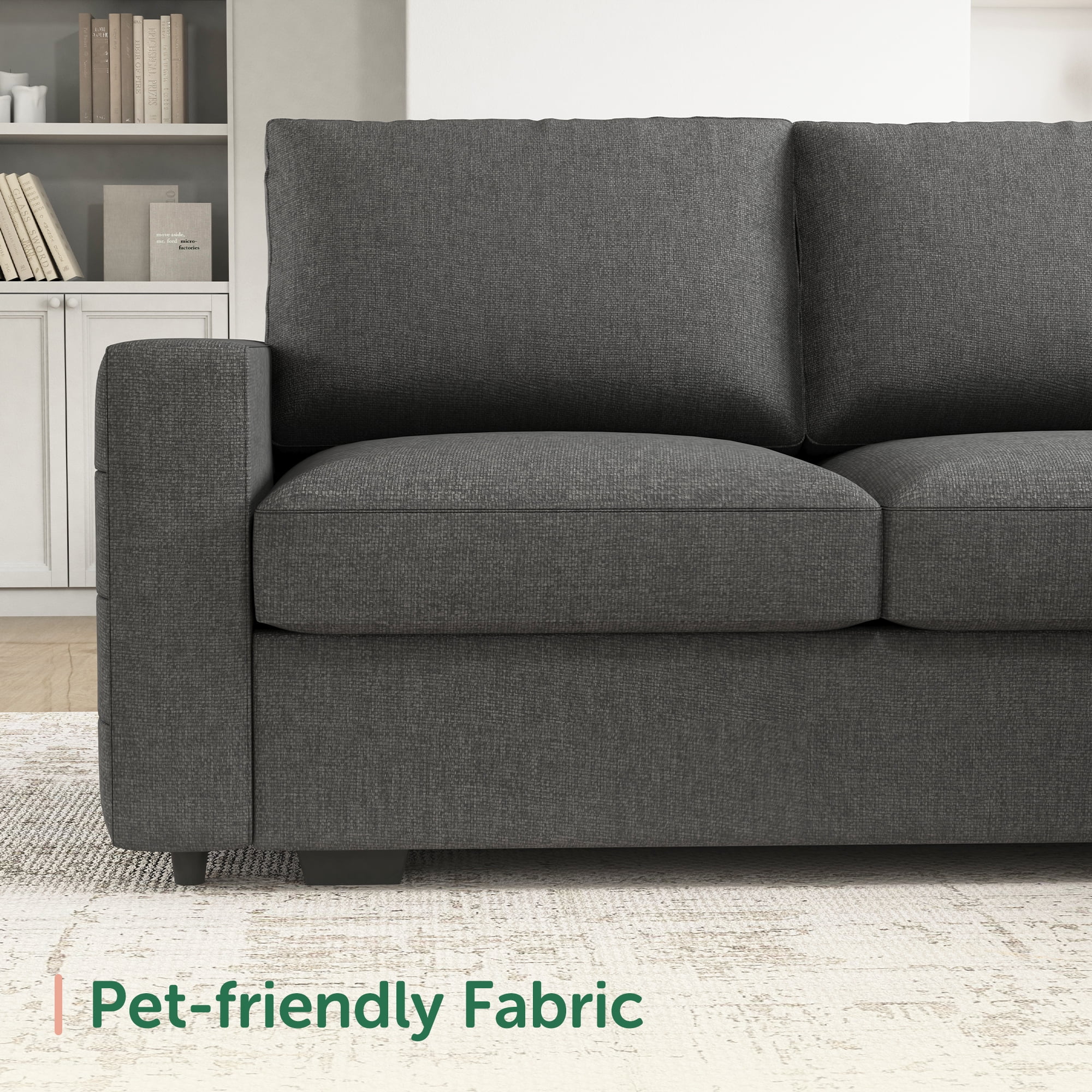 HONBAY Modular Sectional Pull-Out Sofa Bed with Storage Velvet U-Shaped Convertible Sleeper Sofa for Living Room, Blue - Image 58