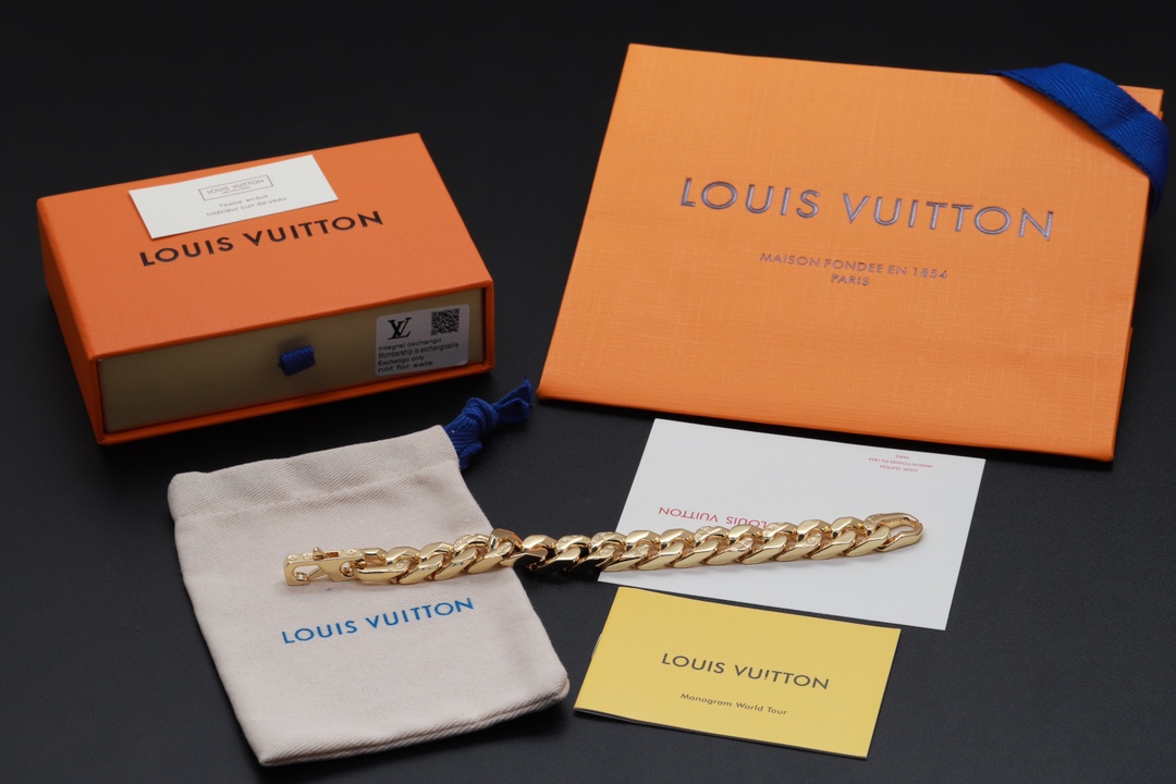 Louis Vuitton Golden Cuban Chain Bracelet Men - Original Replica Club