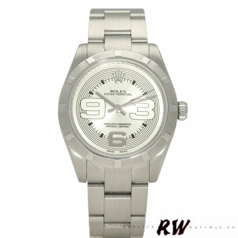Rolex Oyster Perpetual 177210 Silver Maxi Arabic Dial 31mm Lady Replica Watch