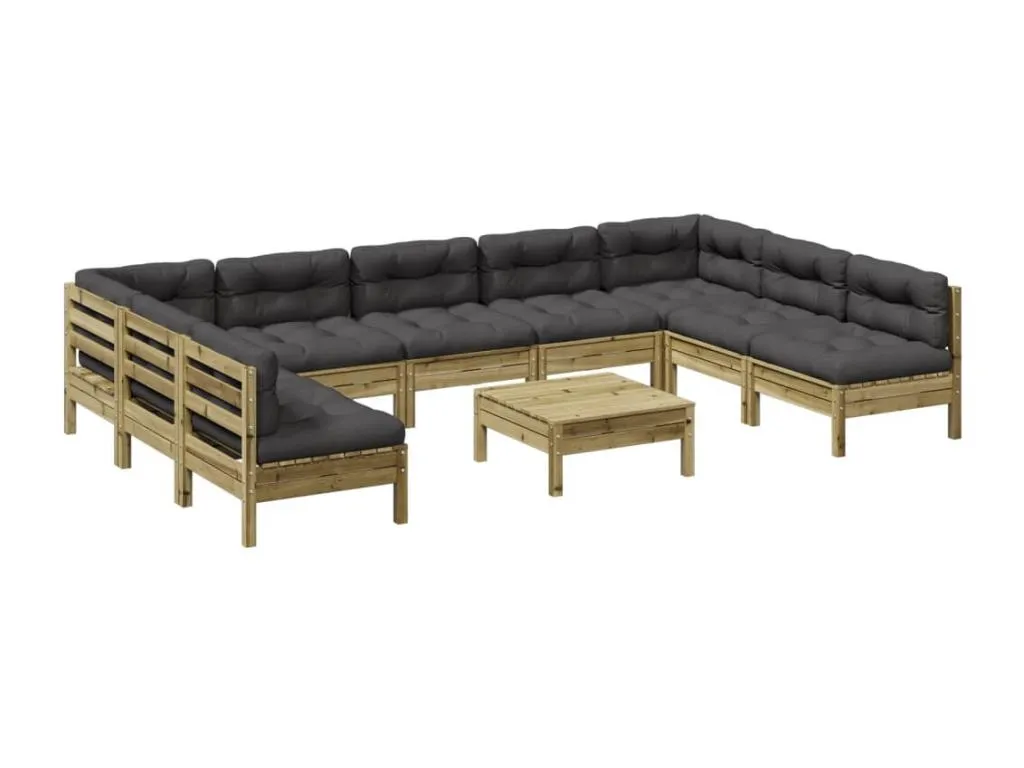 Set de sofás jardín 10 piezas con cojines Mobtrendy impregnada qizj56088
