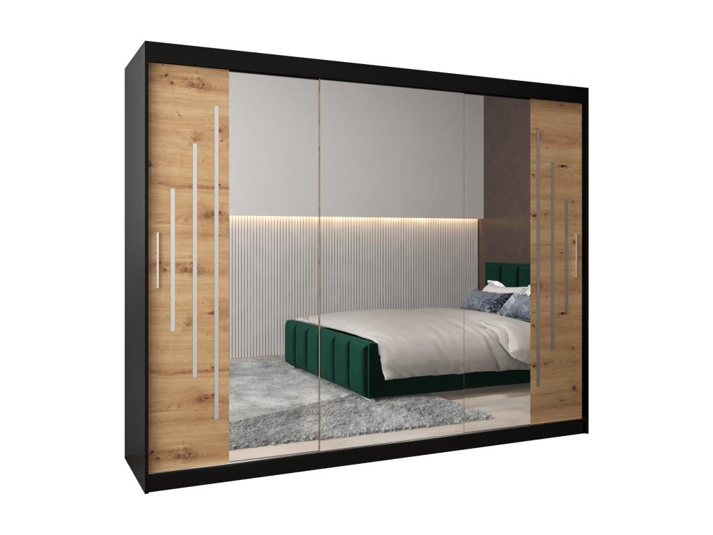 ARMARIO Cozetiq 2 DE PUERTAS CORREDERAS 200/250/62 3 puertas negro/artisan