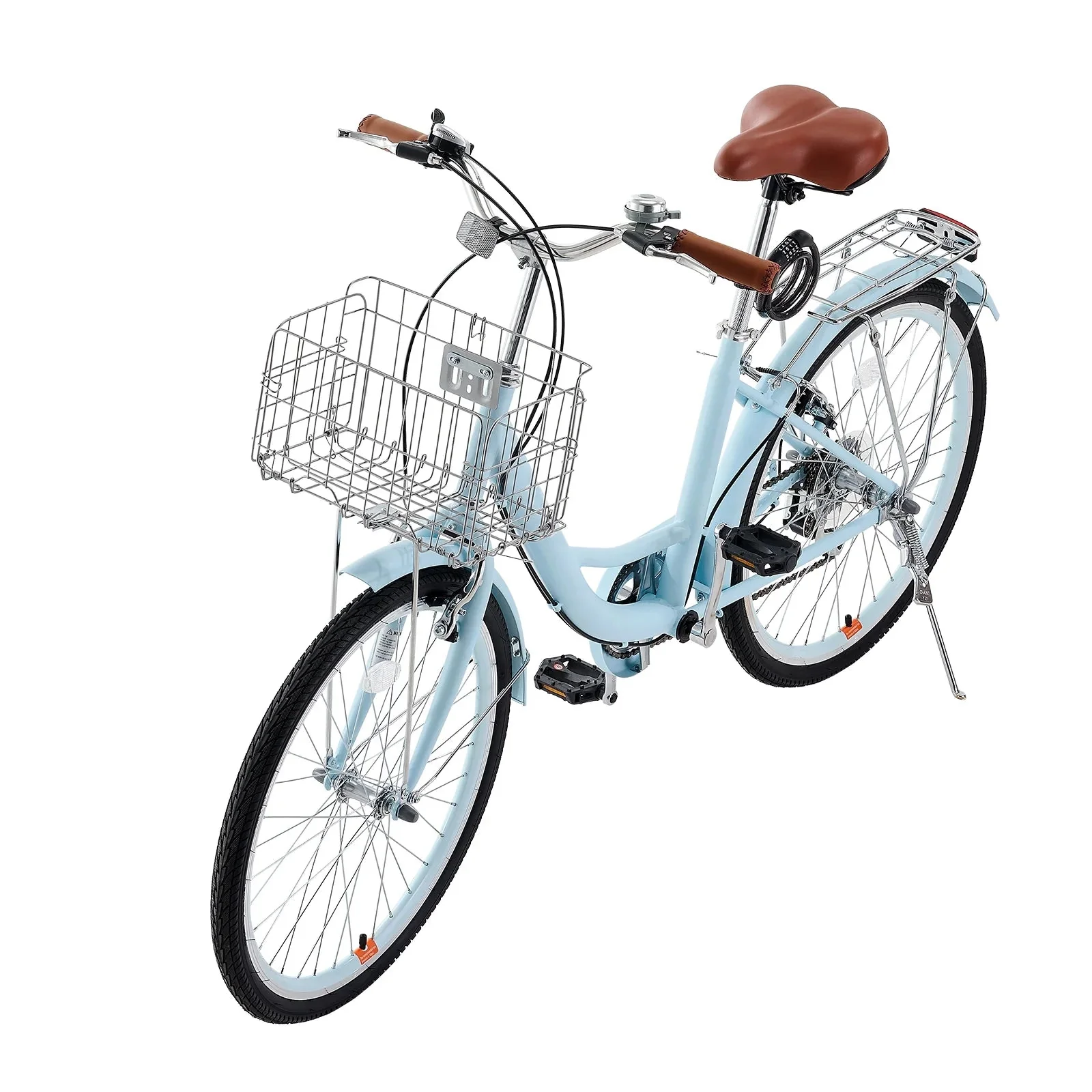 KFFKFF 26 in 7-Speed Cruiser Bike, Pale Blue With Front Basket And Rear Rack - SCB722-B - Image 9 KFFKFF 26 in 7-Speed Cruiser Bike, Pale Blue With Front Basket And Rear Rack - SCB722-B - Image 9