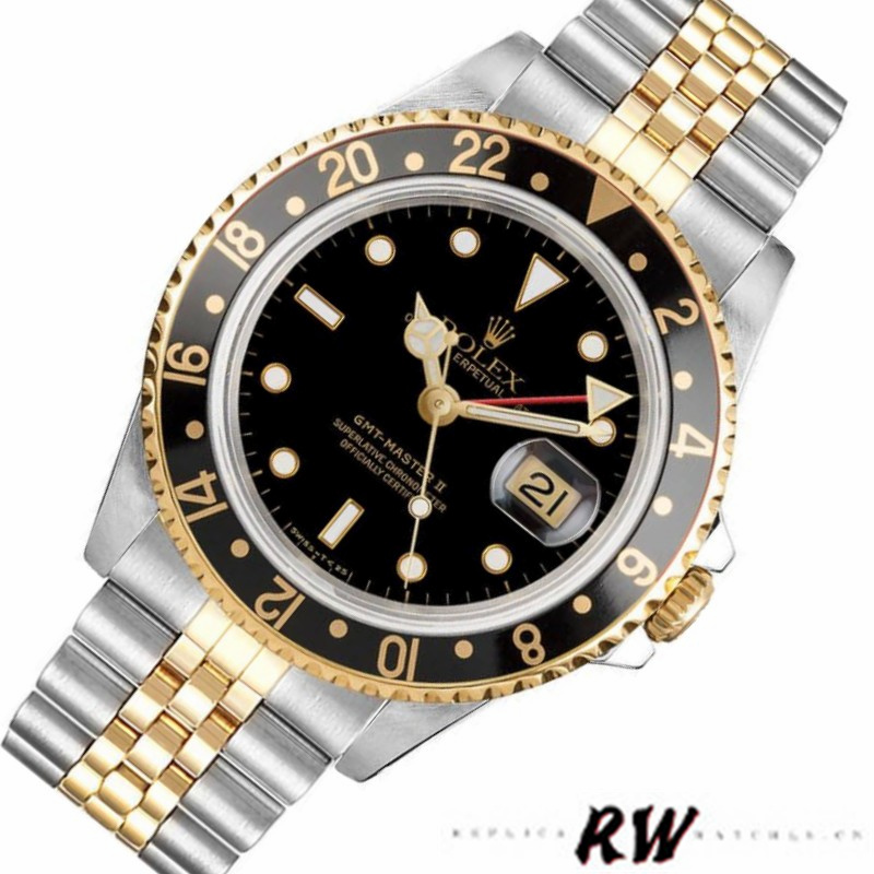 Rolex GMT-Master II 16713LN Oystersteel Yellow Gold Black Dial 40MM Mens Replica Watch