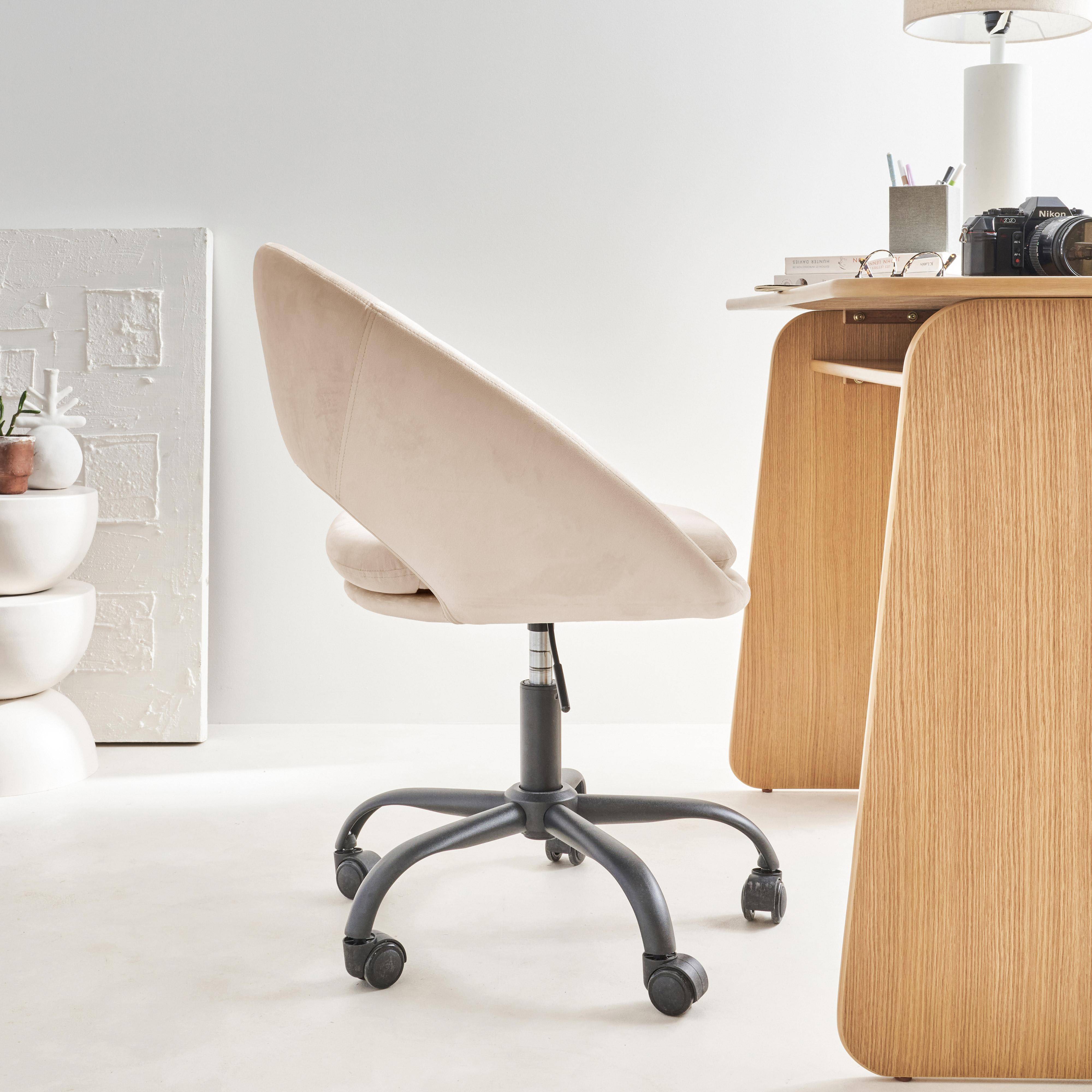 Pam - Silla de oficina de terciopelo con ruedas