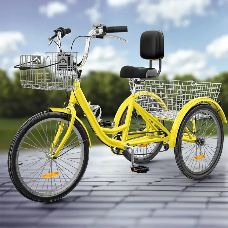 26-Inch Adult Tricycle - 7-Speed Heavy-Duty 3-Wheeled Bicycle - Image 5 26-Inch Adult Tricycle - 7-Speed Heavy-Duty 3-Wheeled Bicycle - Image 5