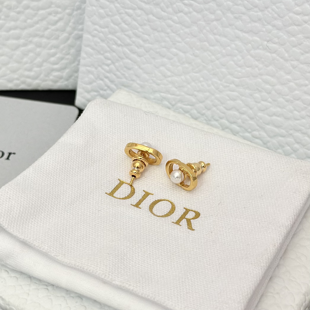 Dior Pearl Paved CD Stud Earrings - Original Replica Club