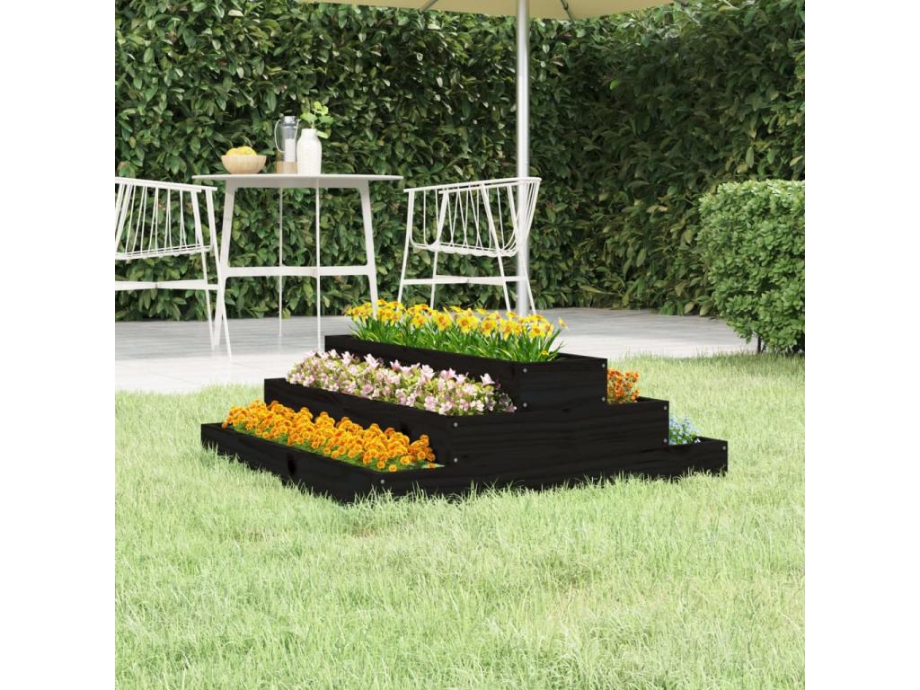Decoratodo  madera maciza de pino negro 80x80x27 cm