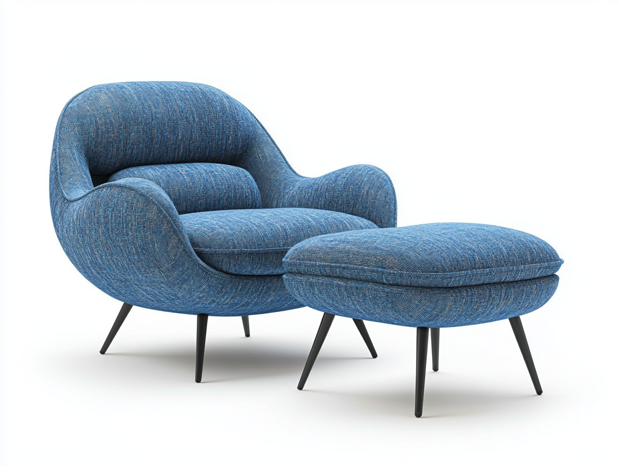 Reposapiés contemporáneo con sillón redondeado perfecto para sala o estudio