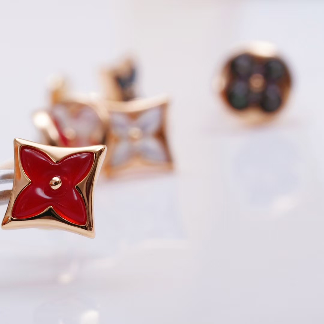 Louis Vuitton AB Asymmetric Red Carnelian Earrings - Original Replica Club
