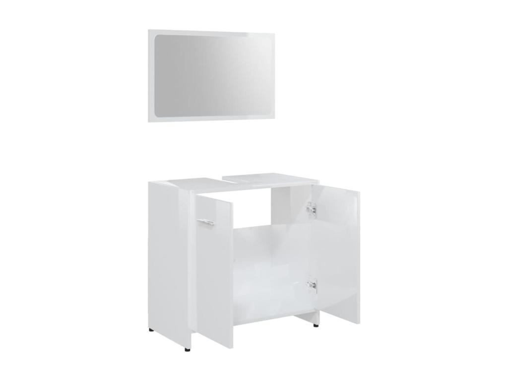 Conjunto de muebles de baño madera contrachapada blanco brillo