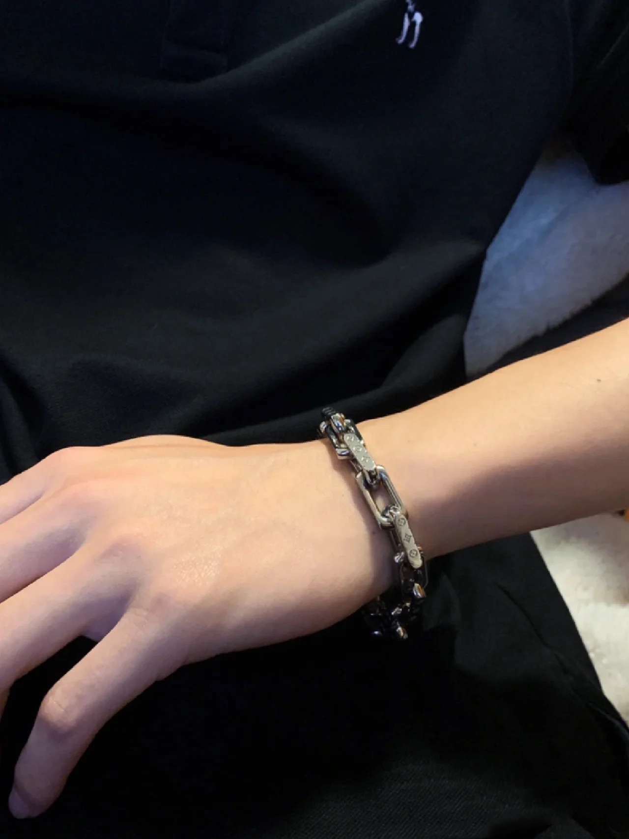 Louis Vuitton Silver and Black Mixed Color Monogram Bracelet - Original Replica Club