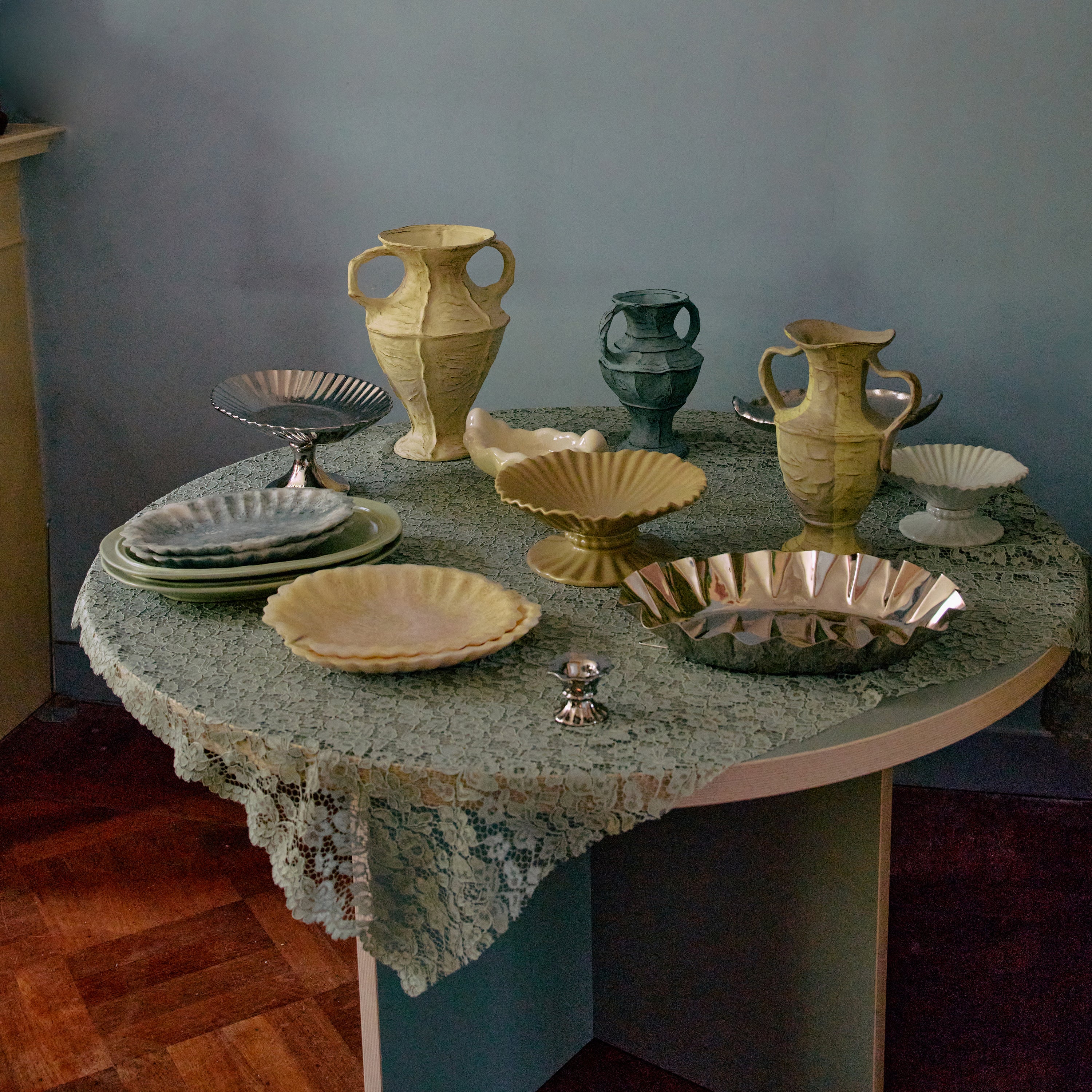 HKliving New Classics Serveerschaal - Resin - Pale Blue