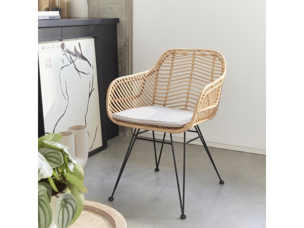 Sillón de ratán Luzssnh y metal