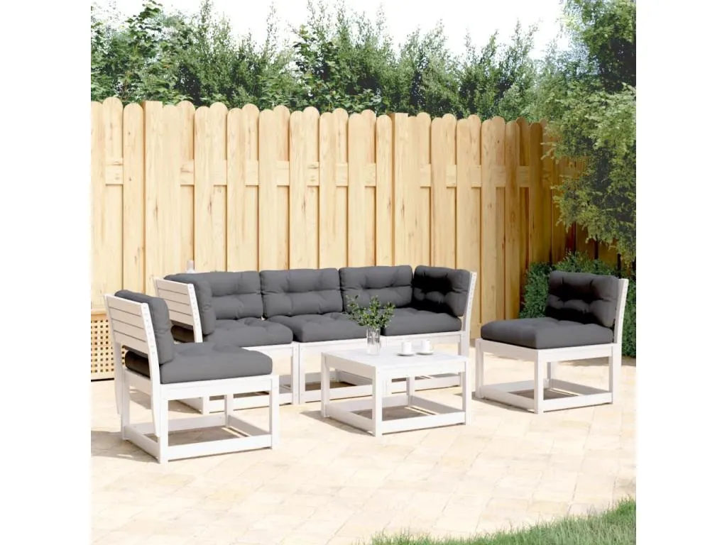 Set sofás jardín 5 pzas con cojines Mobtrendy maciza Mobtrendy blanco xkvl13315