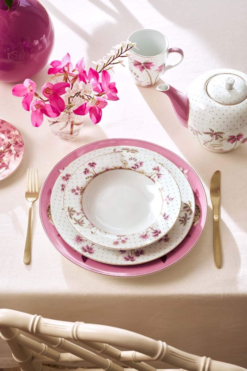 Deep Plate Jolie Dots Gold Pink 21.5cm