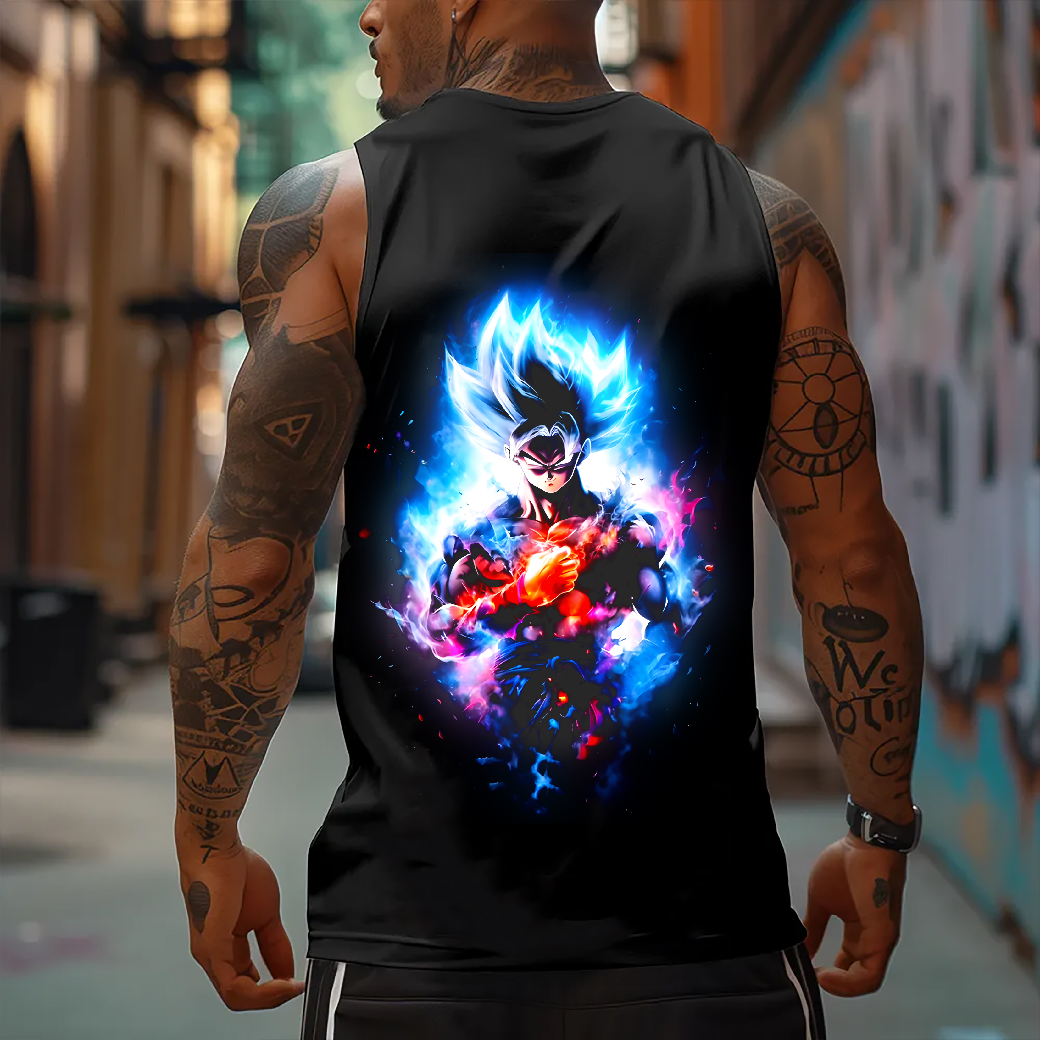 Oversized Anime Print Gym Tank Top丨Comicssoul