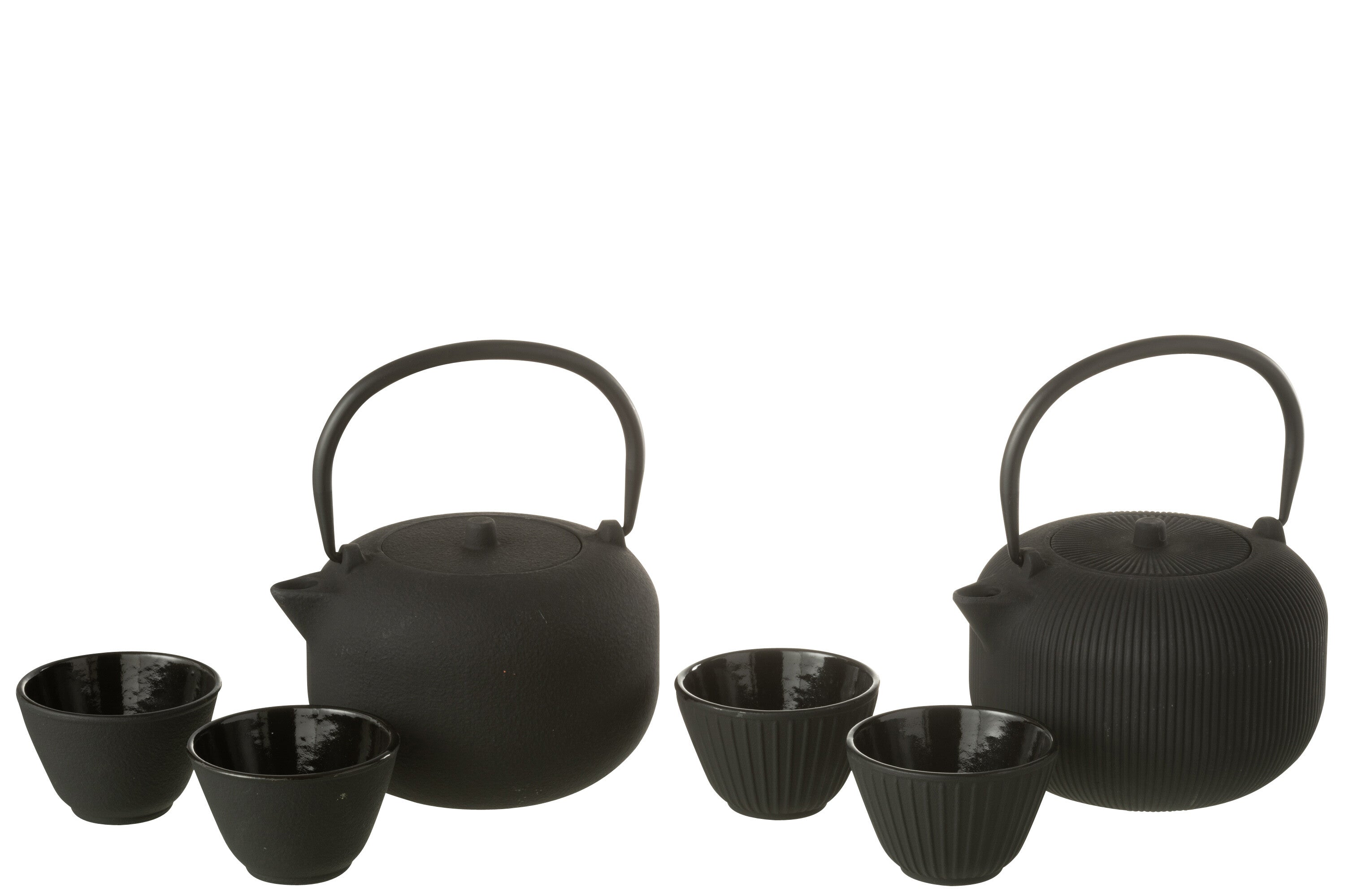 J-Line theepot - metaal - zwart - 2 stuks