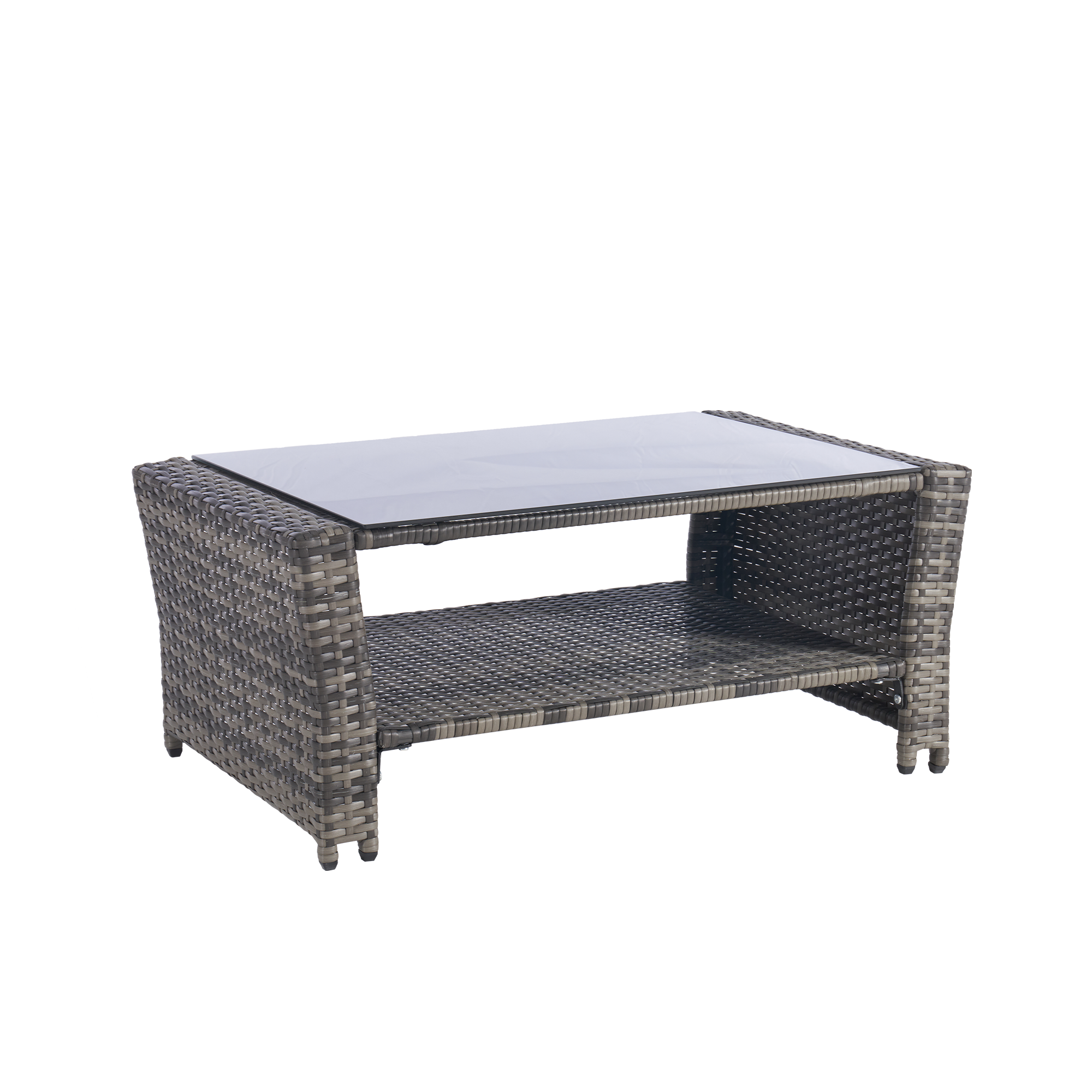 4 Pieces Outdoor Patio Furniture Sets Garden Rattan Chair Wicker Set, Poolside Lawn Chairs with Tempered Glass Coffee Table Porch Furniture - Image 4
