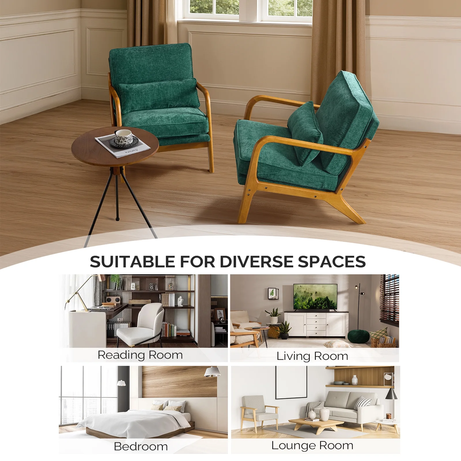 Ktaxon Accent Chair Corduroy Upholstered Armchair, Reading Club Chair with Pillow and Solid Wood Frame for Living Room Bedroom Furniture Off White - Image 125