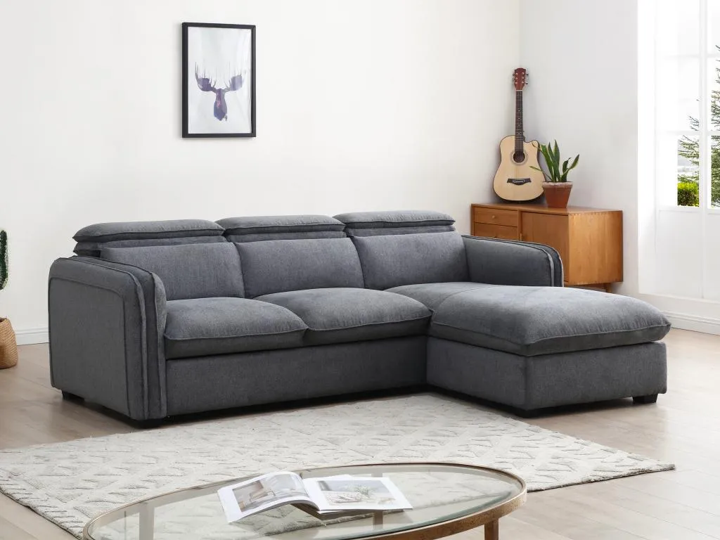 Sofá cama rinconero derecho de tela gris Decoesp PRRM22403