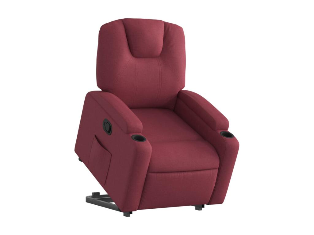 Sillón reclinable elevable tela rojo tinto
