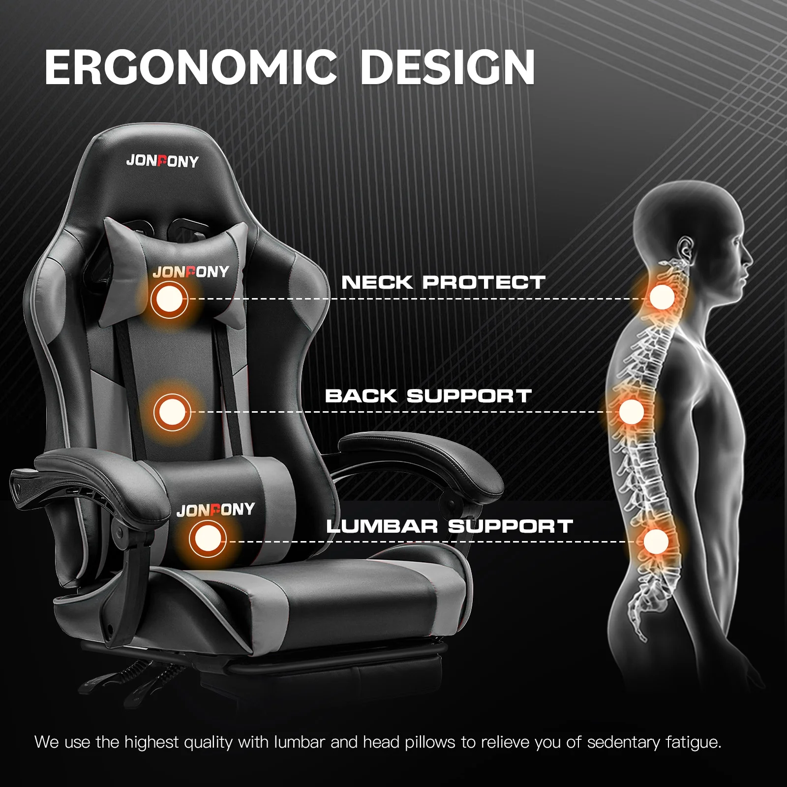 JONPONY Big and Tall 500LBS Gaming Chair, Ergonomic Design, Gamer Chair PU Leather with Footrest and Lumbar Support, High Back Office Chair Support 8 Hours Long Sitting,Red Computer Chair,Red - Image 27