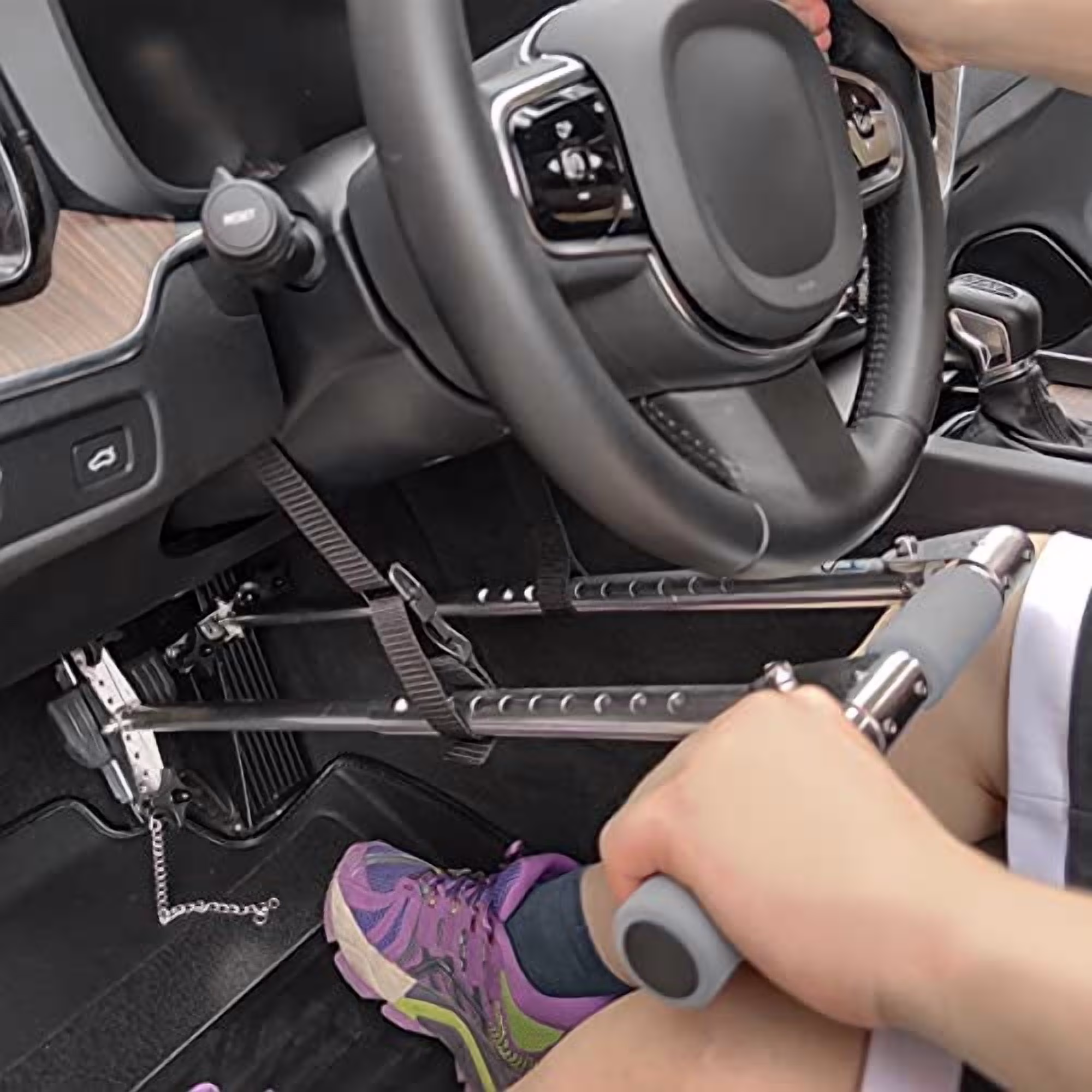 ?drifeez Driving Hand Controls for Disabled Drivers Adjustable Driving Aid with Storage Baggray Handle