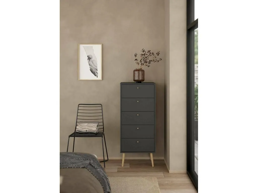 Cajonera Cosinor, cómoda multiusos, cómoda de dormitorio, gabinete con cajones, 50x39 h120 cm, gris mhh3583976