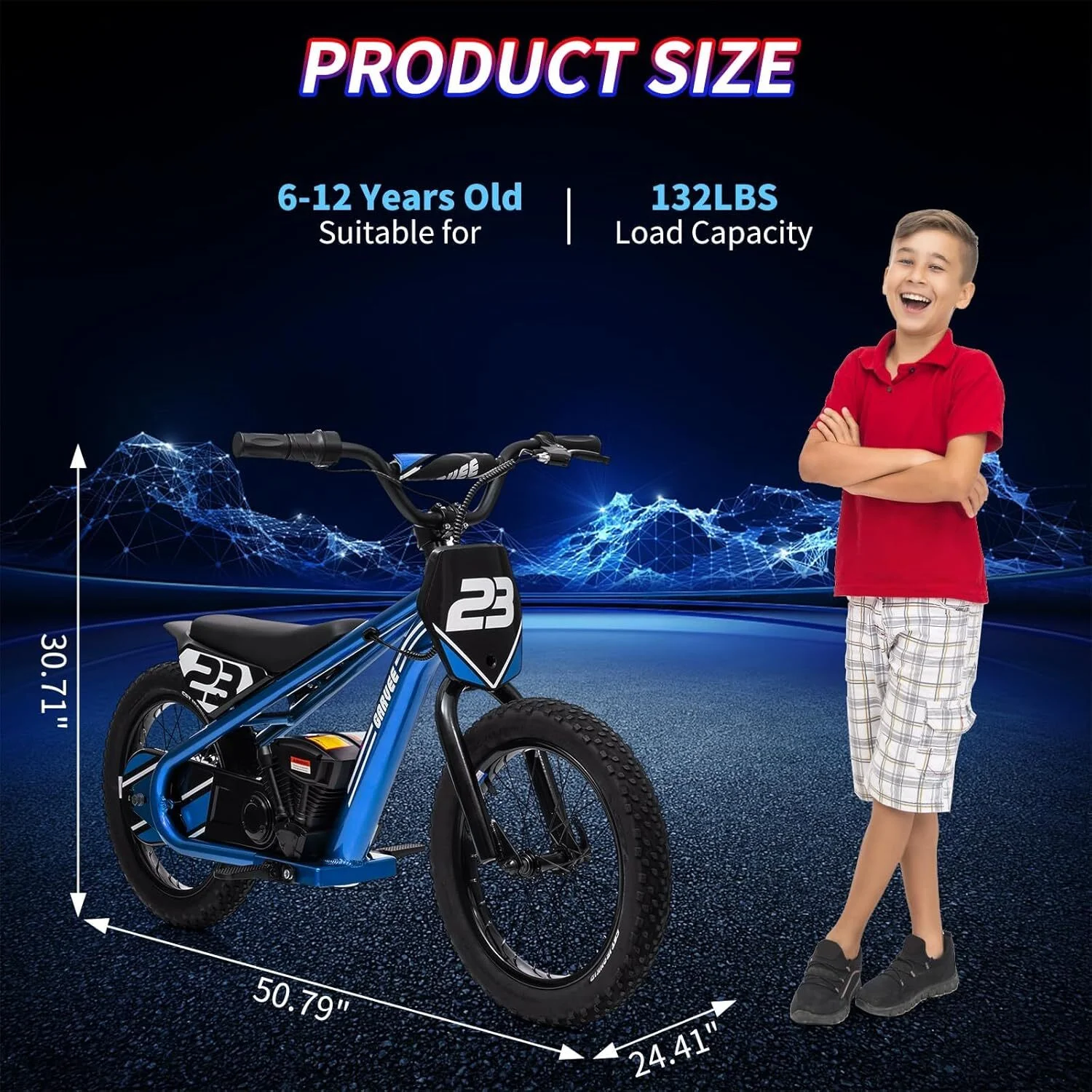Aoile Electric Dirt Bike for Kids, 24V 5.2Ah Electric Motorcycle with 16" Tires, Electric Balance Bike w/Adjustable Speeds & Detachable Battery, Black - Image 14
