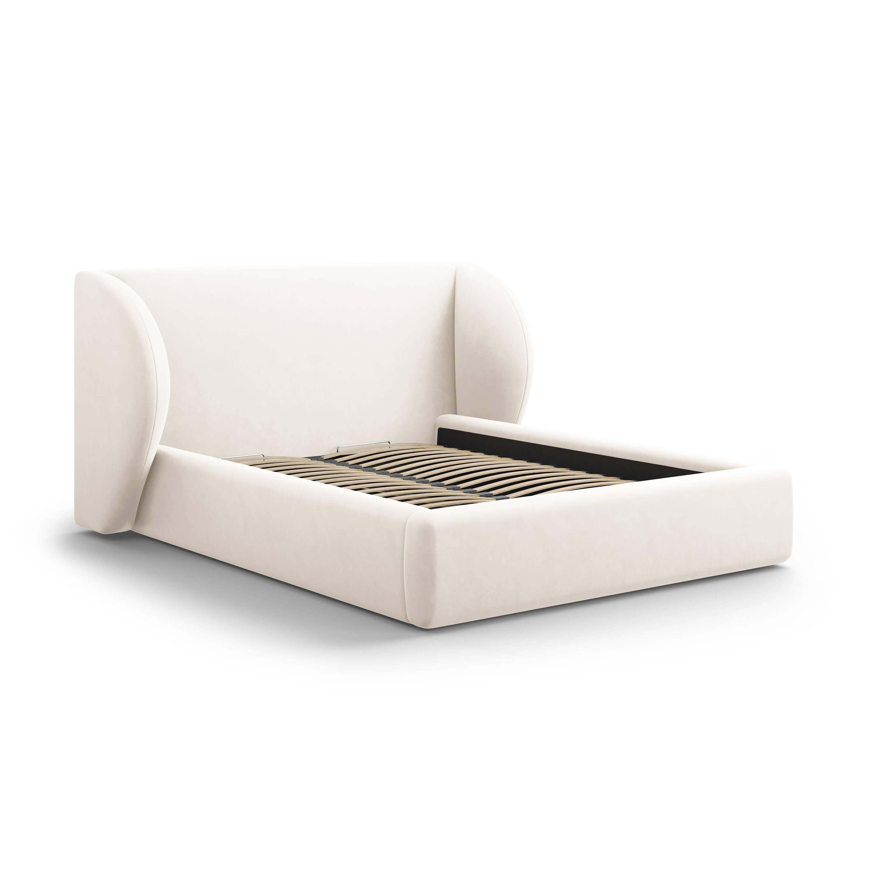 Micadoni Bedframe Miley met Opbergruimte - 200 x 200 cm - Fluweel - Cr