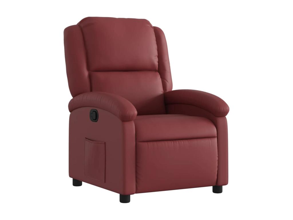 Sillón reclinable de cuero sintético rojo tinto