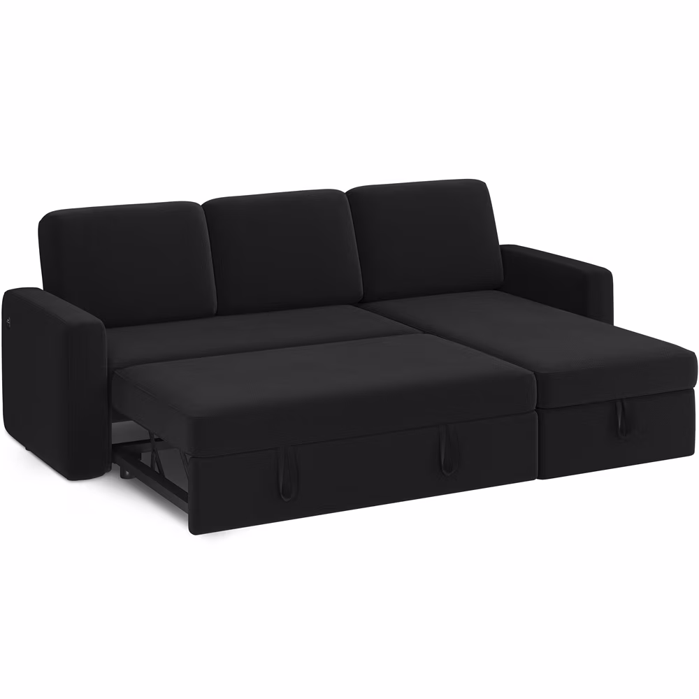 Alden Design Reversible Sectional Sofa with USB & Type-C Ports for Livingroom, Light Gray - Image 3