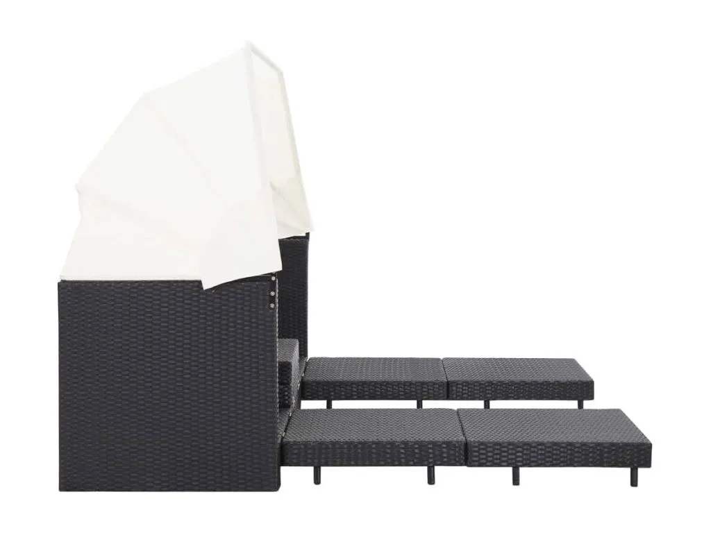 Sofá cama extensible de 3 plazas con techo Mimbre resina Negro 77134BQNJ