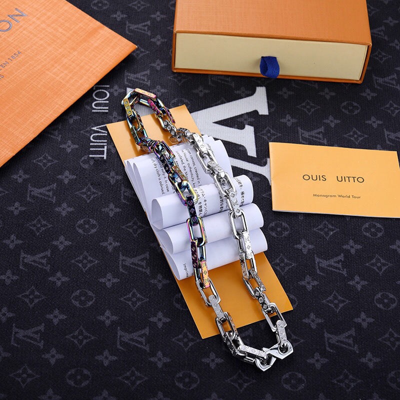 Louis Vuitton Mixed Color Cuban Chain Mens Necklace - Original Replica Club