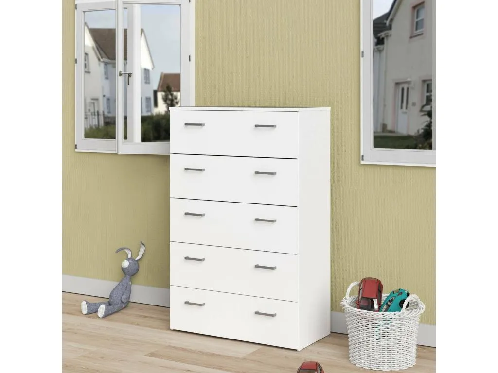 Cajonera Cosinor, cómoda multiusos, cómoda de dormitorio, gabinete con cajones, 74x36 h114 cm, blanco tig3583997