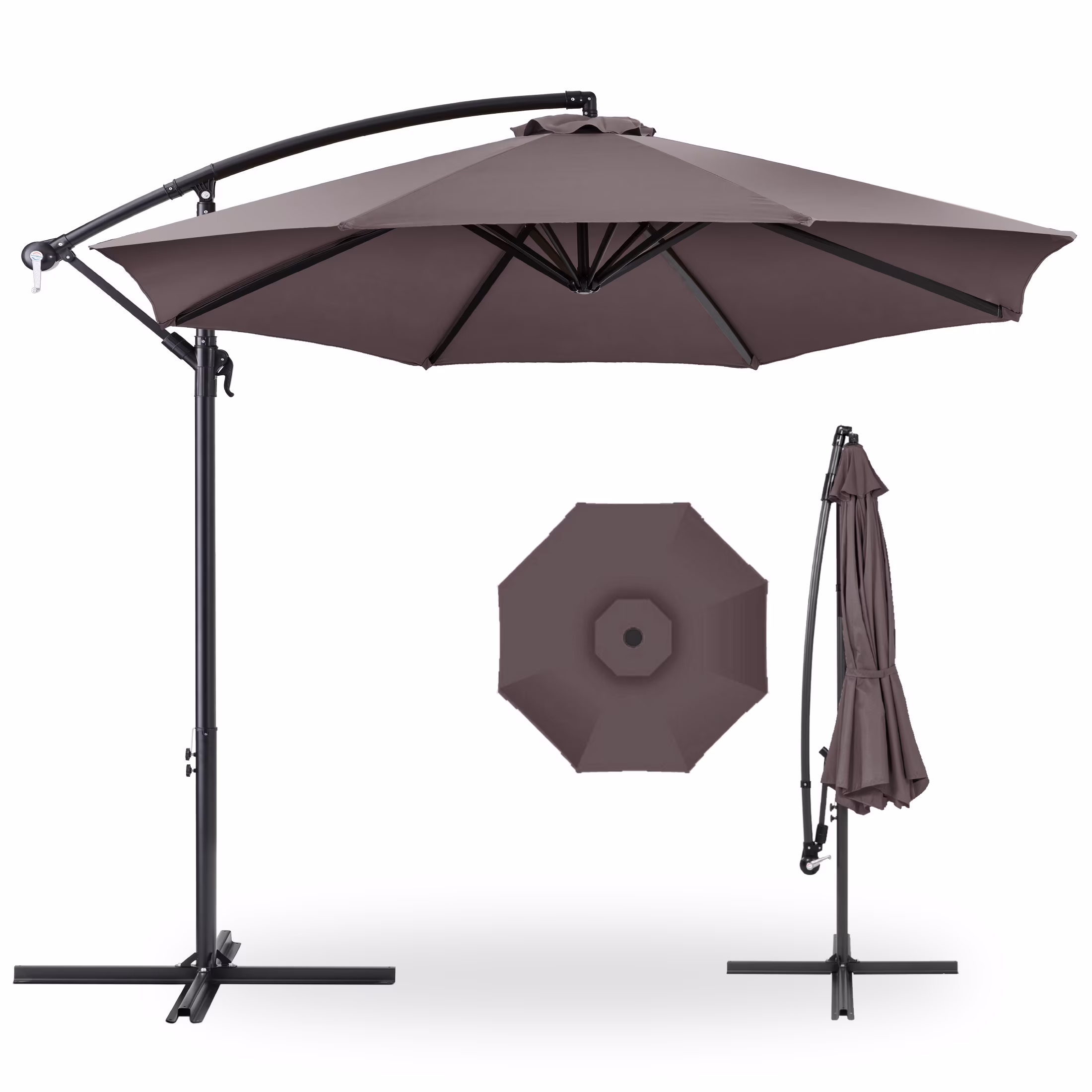 Best Choice Products 10ft Offset Hanging Outdoor Market Patio Umbrella w/ Easy Tilt Adjustment - Tan