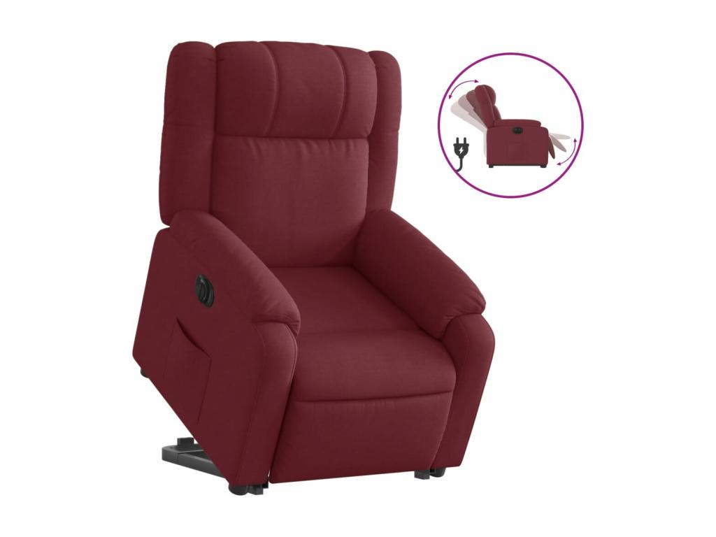 Sillón eléctrico reclinable elevable de tela rojo tinto