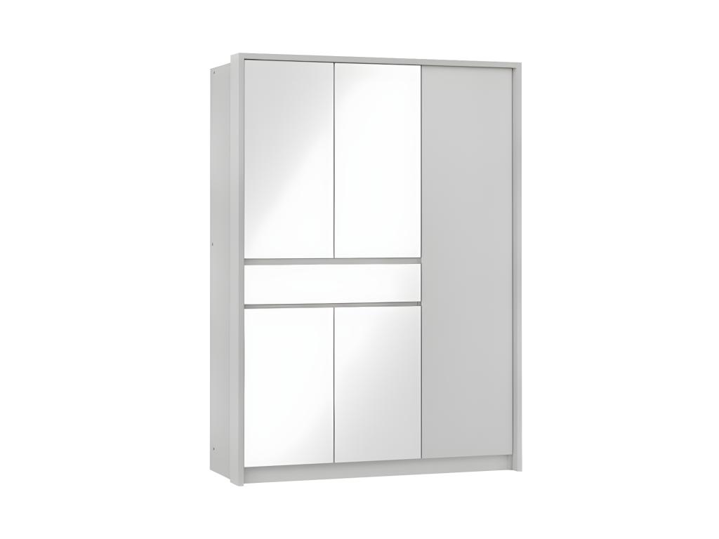 Armario 6 puertas y 1 cajón con espejo - 200 cm - blanco