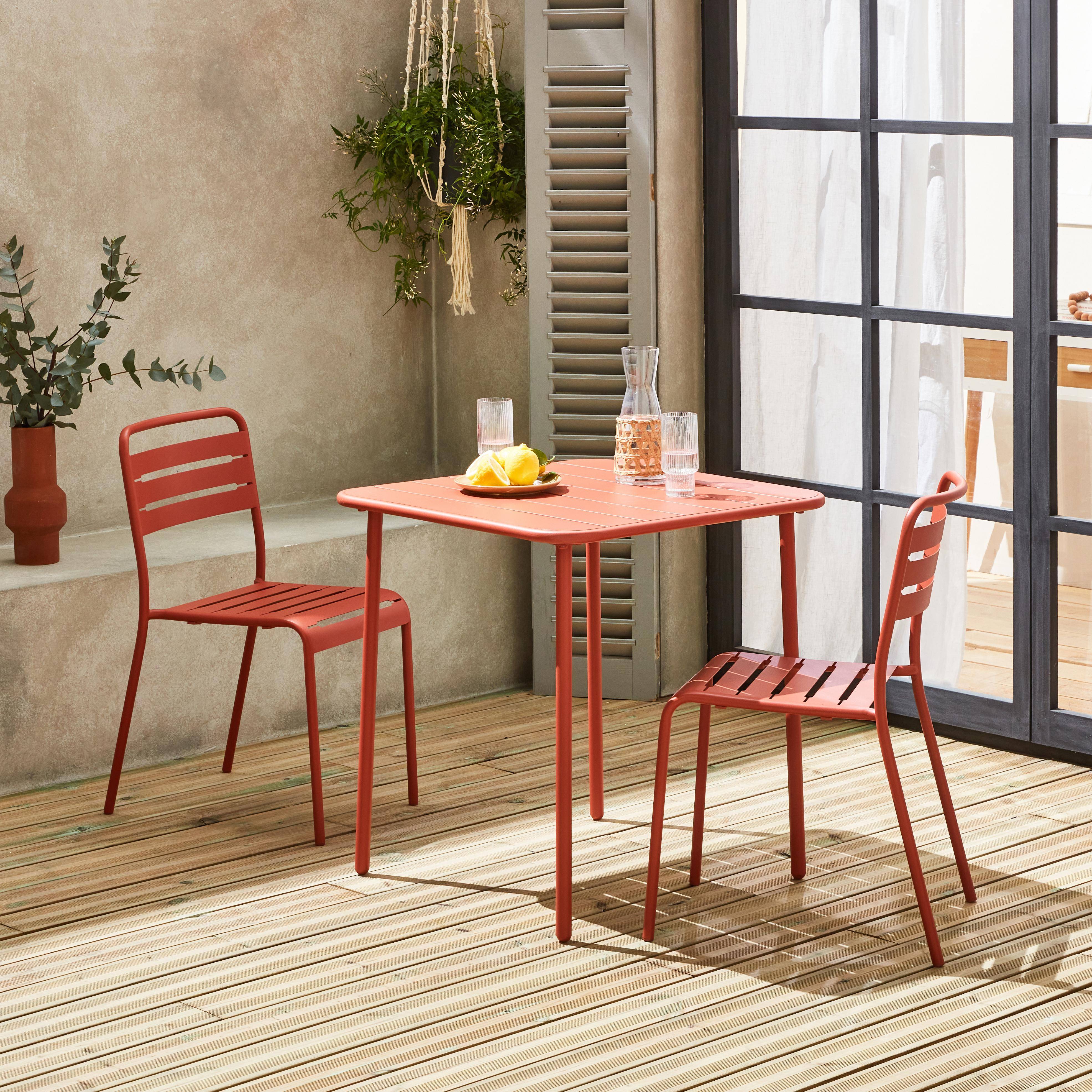 Amelia - Set mesa de jardín bistró de acero con 2 sillas, 70 cm