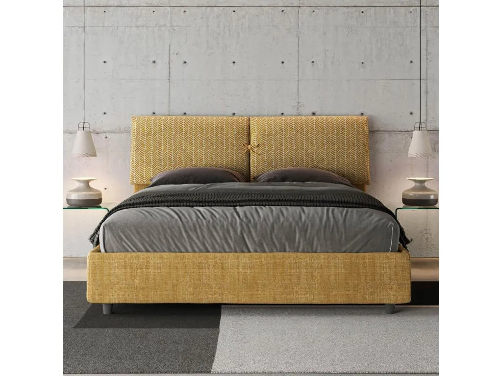 Cama Cosinor 109, doble, negro, 140x200, cuero ecológico, somieres, 160x227x103cm rpc1703911