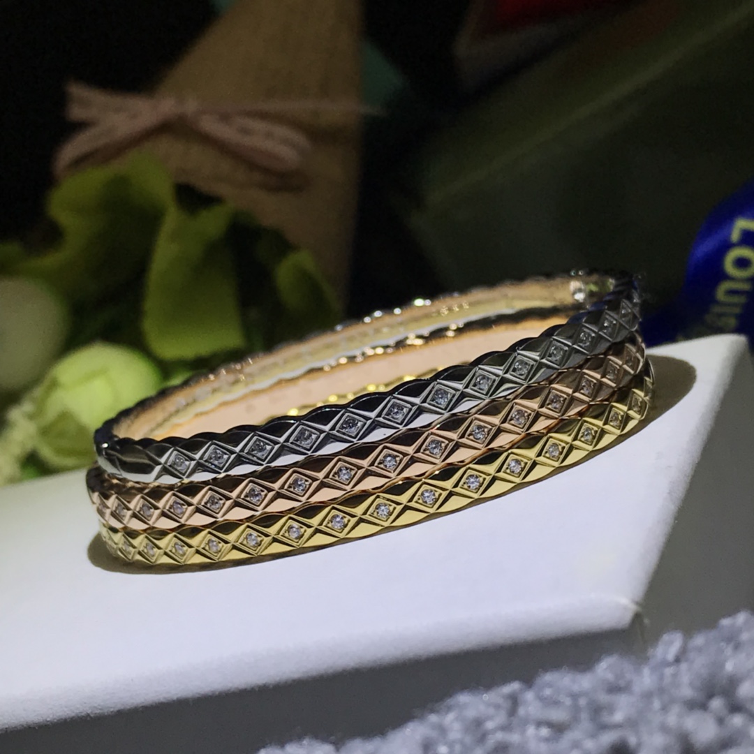 Chanel Coco Crush Rhombic Diamond Paved Bangle Bracelet - Original Replica Club