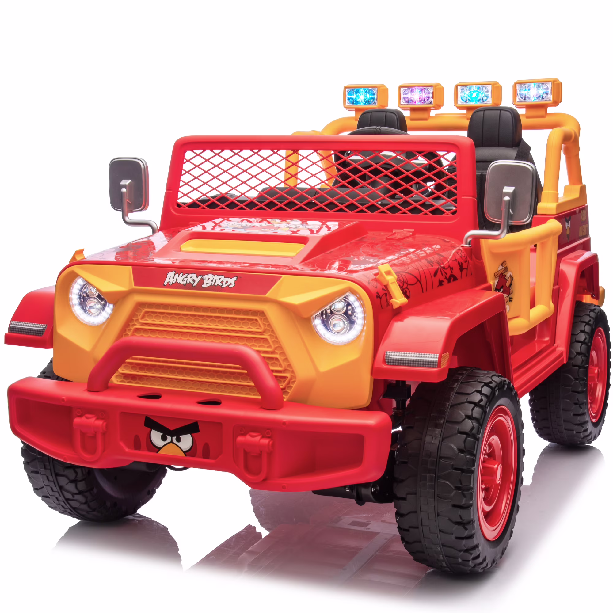 Joyracer 24 Volt Ride on Toys for Big Kids, Licensed Angry Birds Ride on Truck with Remote, 2 Seater 4WD Electric Ride ons with Shovel, Bluetooth, Lights, Power Car Wheels for 3-8, 130lbs, Green - Image 5