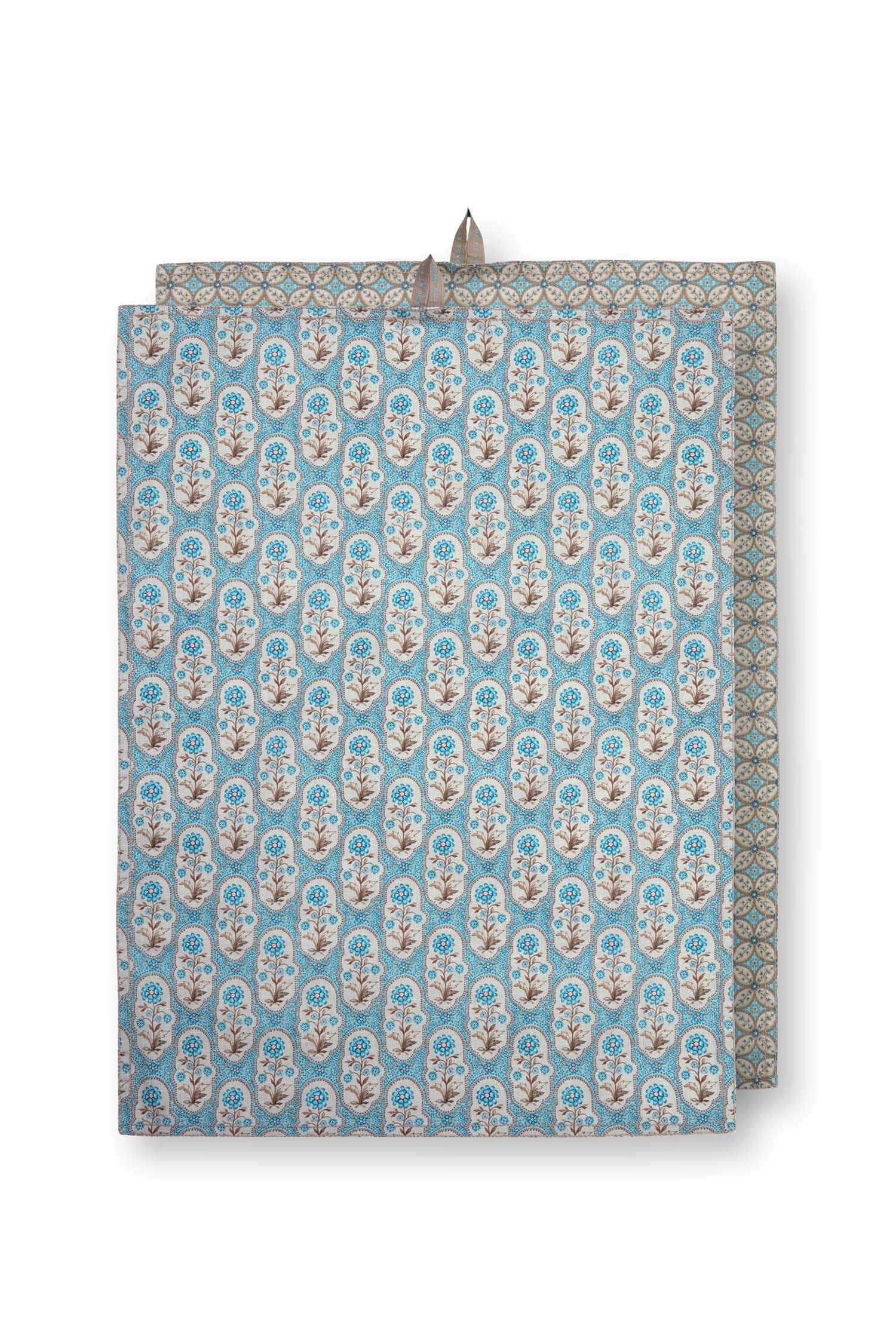 Set/2 Tea Towels Blooming Tales Bustani-Pashmina Khaki/Blue