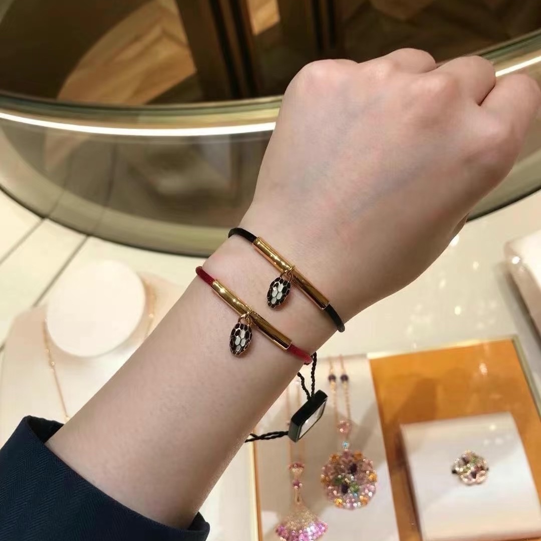 Bvlgari Black / Red Rope Bracelet with Snake Head Charm - Original Replica Club