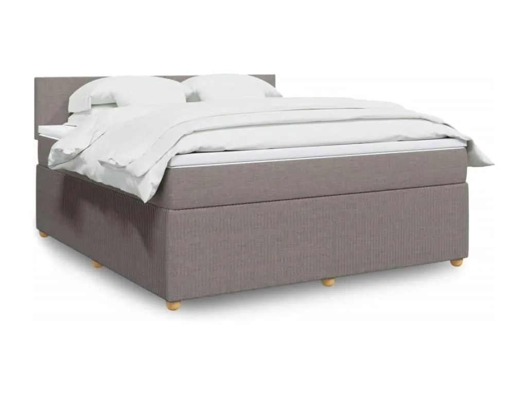 Cama box spring con colchón tela gris taupe 180x200 cm hub3522545
