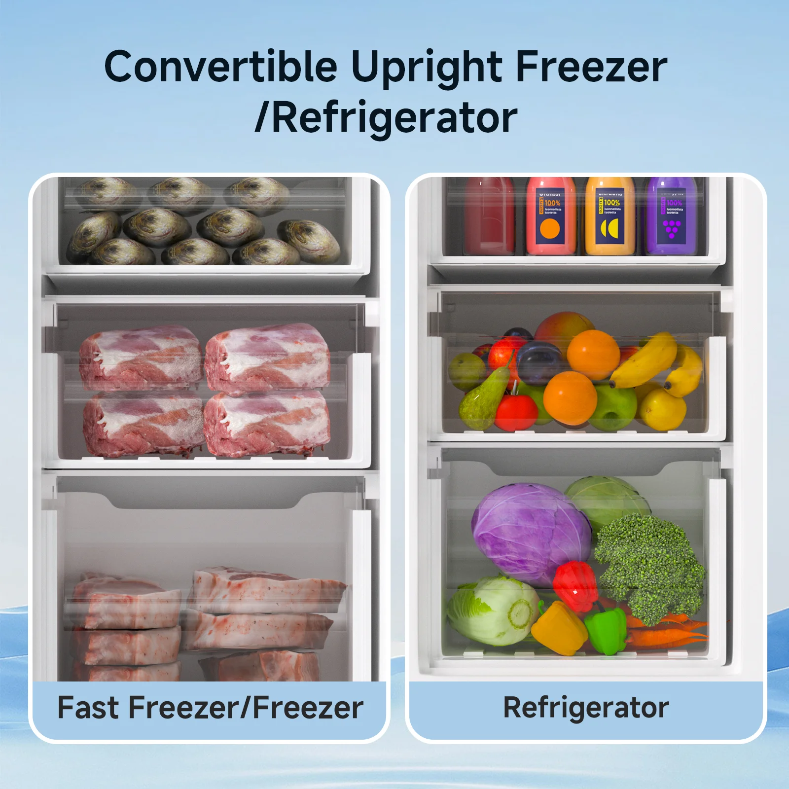 BANGSON Upright Freezer, 7.0 Cu.ft Freestanding Freezer, Convertible Upright Freezer/Refrigerator, Single Door for Kitchen, Office, Apartment, Silver - Image 4