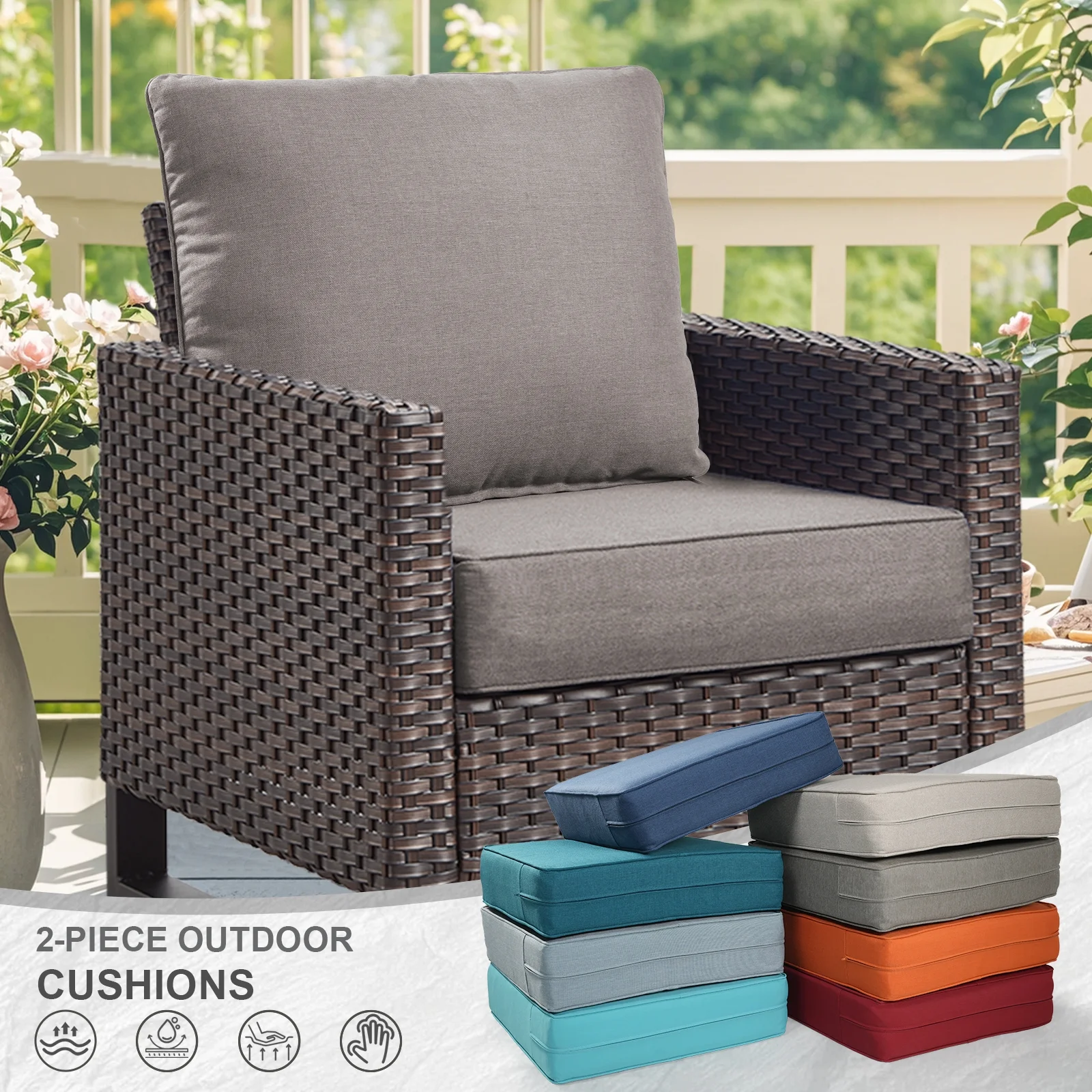 Bellefurn Outdoor Deep Seat Cushion 24 X 24 X 6 inch for Patio Furniture,Outdoor Chair Cushions Waterproof & Fade Resistant Patio Furniture Cushions for Wicker Chair, Sofa, Couch - Image 78