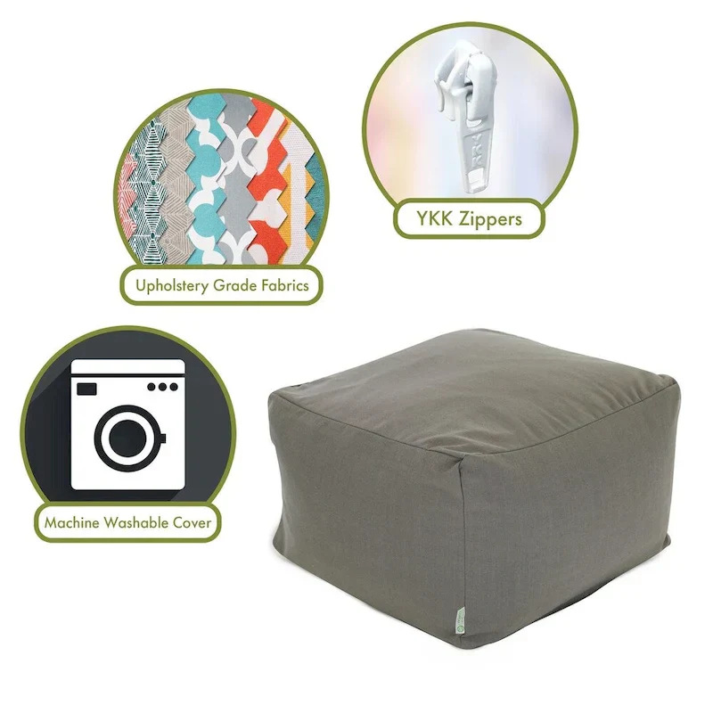 Majestic Home Goods Indoor Wales Poly/Linen Ottoman Pouf - 27" L x 27" W x 17" H