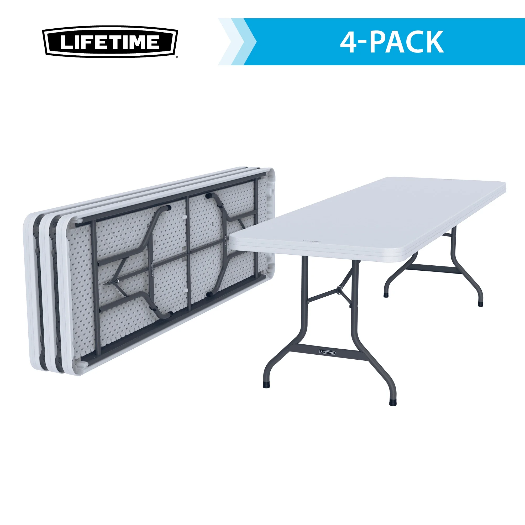 Lifetime Combo Set of (4) 8-Foot Rectangle Folding Tables & (32) Chairs, Indoor/Outdoor Use, White (80147) - Image 3