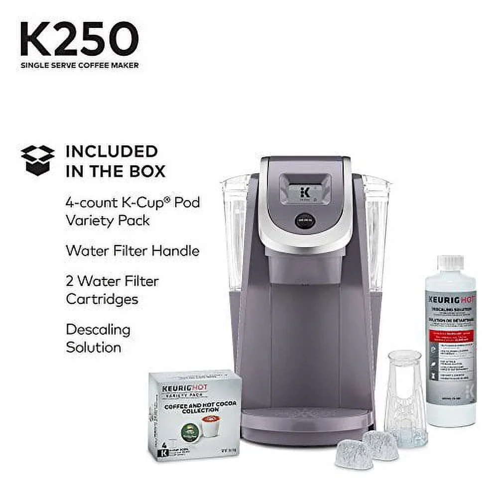 Keurig K250 Coffee Maker, Single Serve K-Cup Pod Coffee Brewer, With Strength Control, Plum Gray